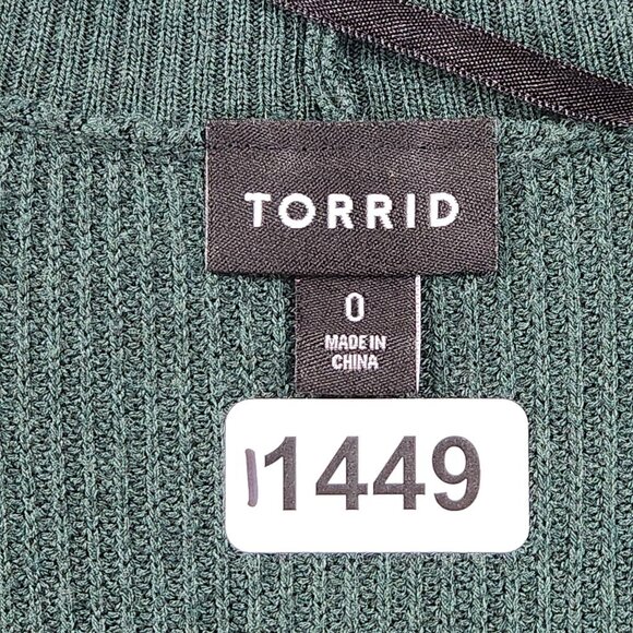 Torrid Sweater Womens 0 Large Green Cardigan Long Line Open Front Lightweight - Picture 7 of 12
